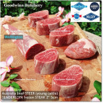 Beef Eye Fillet Mignon Has Dalam Tenderloin AGED BY GOODWINS 3-4 weeks STEER (young cattle) Australia HARVEY frozen 1/3 WELLINGTON cuts (price/pc 1kg)